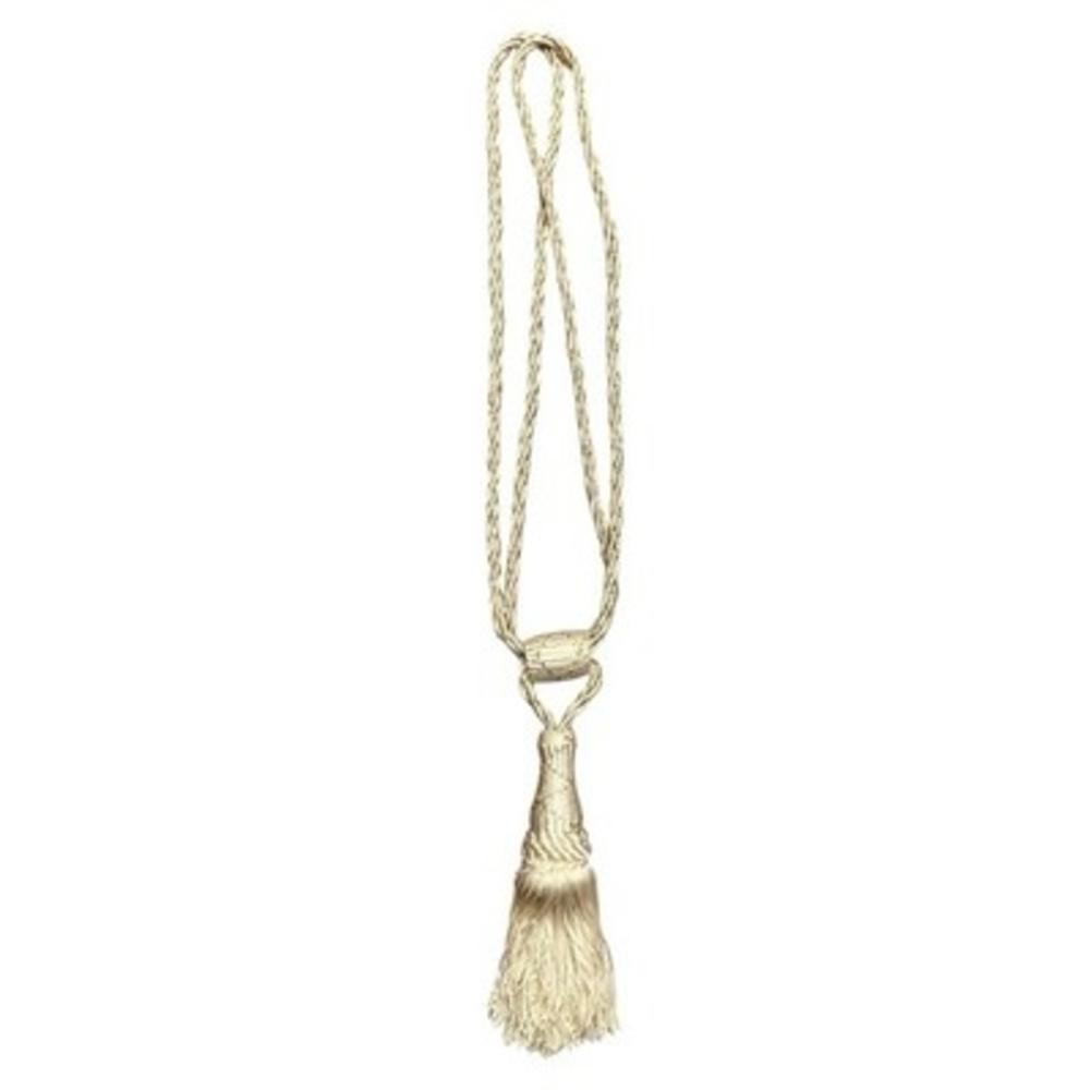 Hughes Extra Long Curtain Tiebacks Beige Gold Tassel Decorative Set of 3 33in